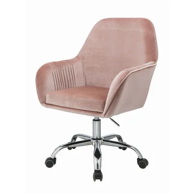 Office Chair In Peach Velvet & Chrome