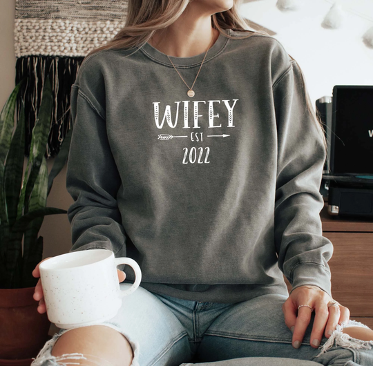 Comfort Colors Wifey Established 2022 Sweatshirt, Oversized Sweatshirt For Women, Boho Bridal, Engagement Gift Women