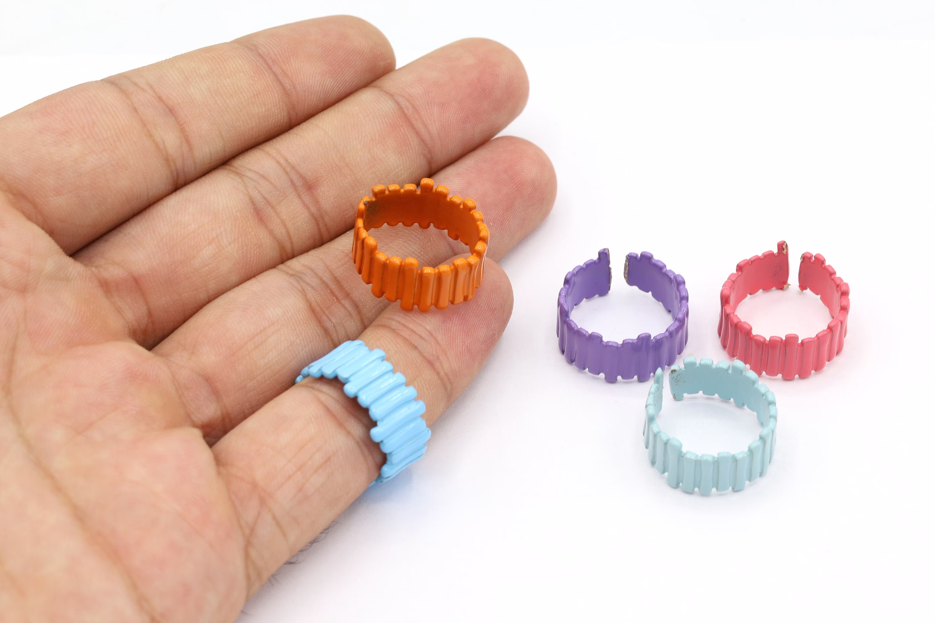 Inner Size 17mm Colored Rings, Ring Settings, Round Loop Open Colorful Rings - Ts226