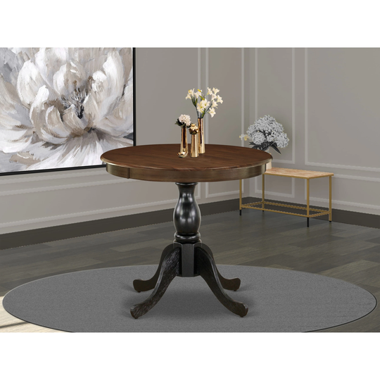 Kitchen Table - Walnut Table Top and Black Pedestal Leg Finish - Multi
