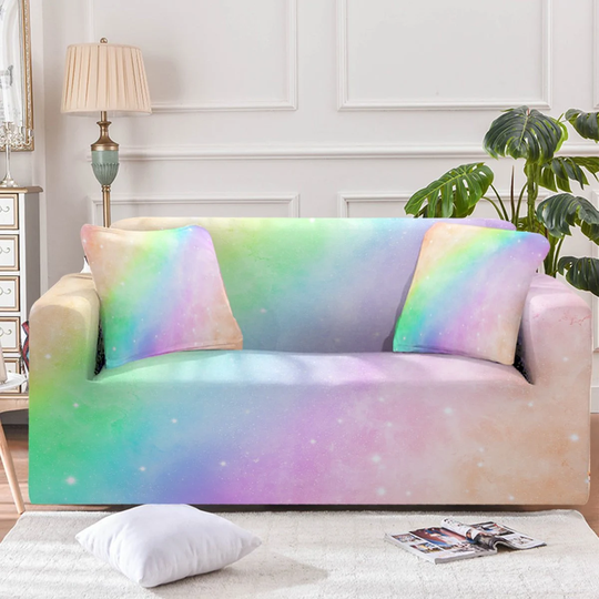 Rainbow Sofa Slipcover, Bohemian Couch Cover, Armchair - Loveseat Oversize Furniture Protector, Unique Lounge Cover