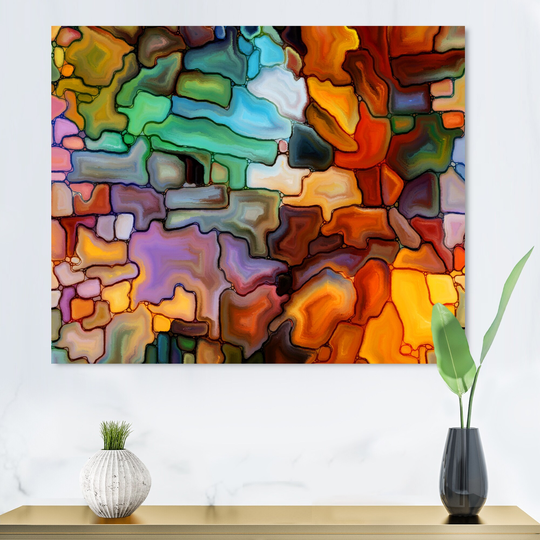 Designart 'Colorful Stained Glasss Print Element' Modern Canvas artwork
