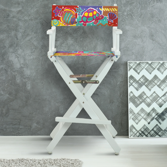 30" Director's Chair White Frame-Passion Fish - 23"W x 19"D x 45.5"H