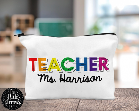 Personalized Tote Bag - Teacher Pencil Travel -Zipper Gift Back To School Appreciation