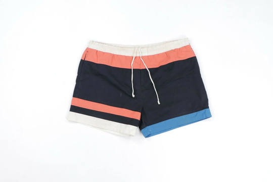 80S Streetwear Mens Xl Multi-Color Striped Color Block Lined Shorts, 90S