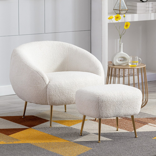 Modern Comfy Leisure Accent Chair with Ottoman