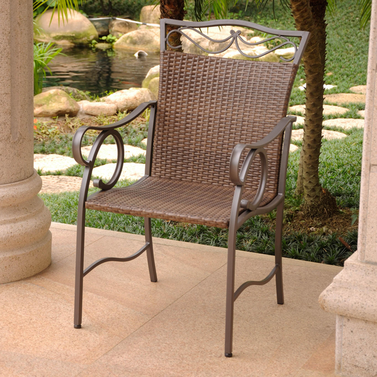 International Caravan Valencia Resin Wicker/ Steel Dining Chairs (Set of 2)