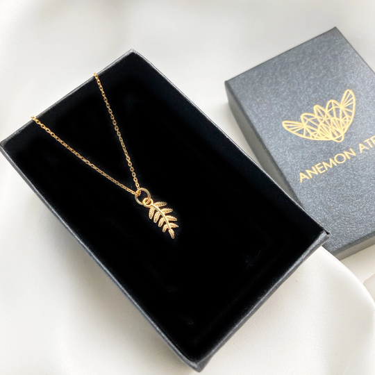 Gold Leaf Necklace, Delicate Branch Pendant, Minimalist Nature Cute Realistic Pendant, Dainty Jewelry Gift For Women