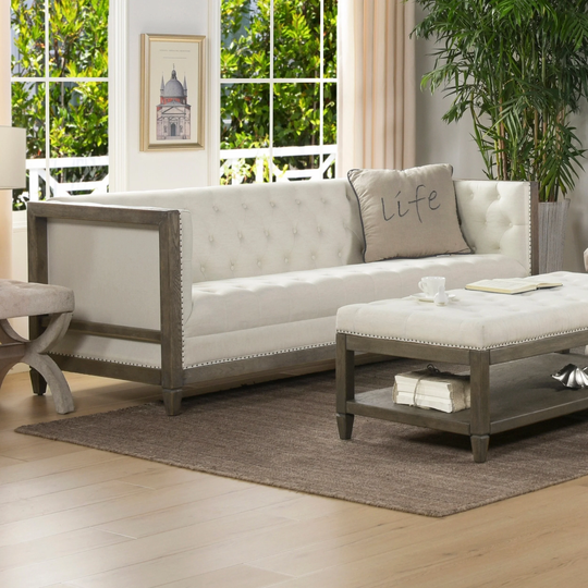 The Gray Barn Fairview Farmhouse Oak Tuxedo Sofa