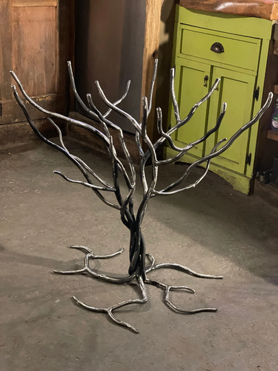 Forged Iron Forest Branch Dining Table Base, Rustic Organic Tree Furniture, Modern Metal Custom Furniture