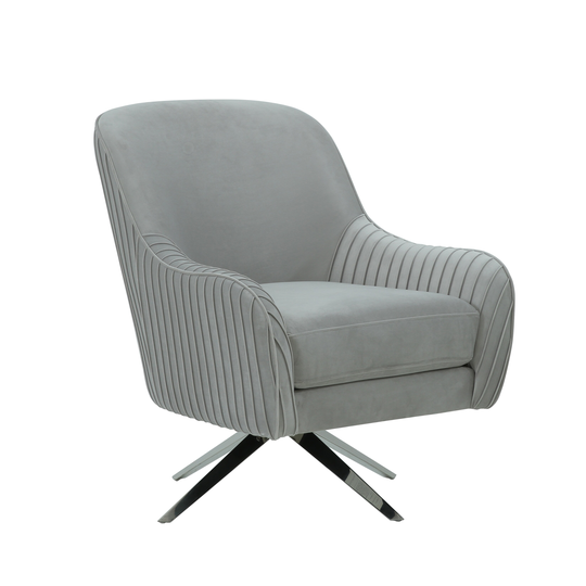 Pasargad Home Astor Style Velvet Upholstery Swivel Chair, Silver