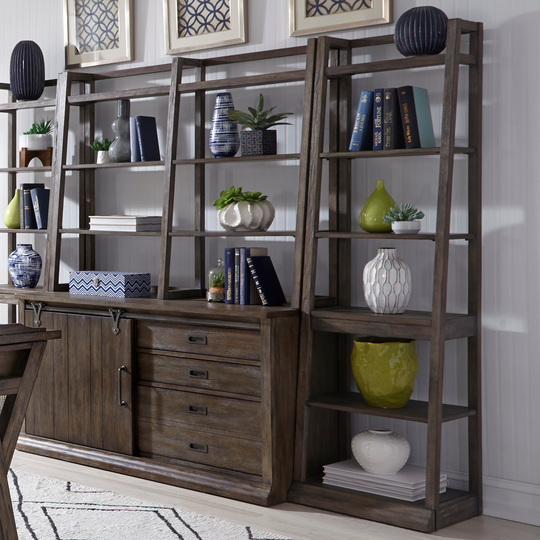 Stone Brook Rustic Saddle Leaning Bookcase