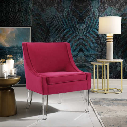 Huxley Velvet Armless Accent Chair Acrylic Leg