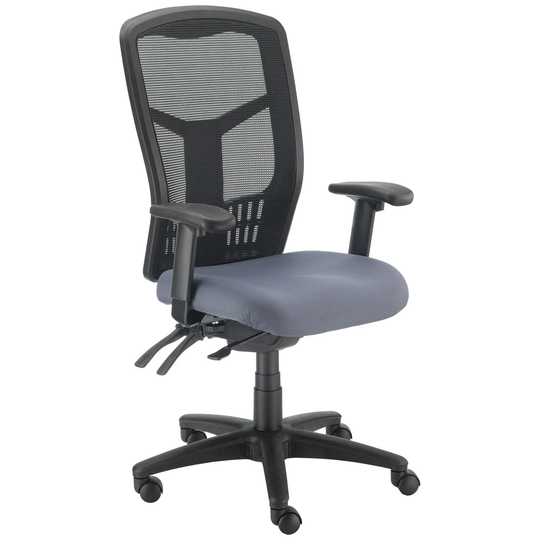 High Back Task Chair, Mesh Back, Fabric Seat, Gray - 18.5"L x 20.5"W x 44"H