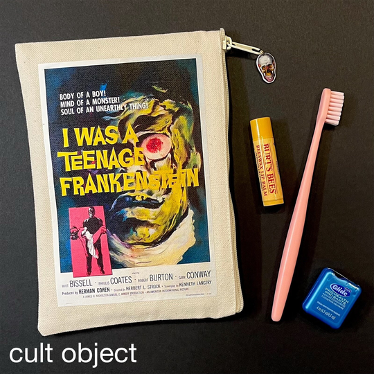 I Was A Teenage Frankenstein Vintage Movie Cotton Canvas 6" X 9" Zipper Pencil Pouch Makeup Cosmetic Travel Bag Godzilla