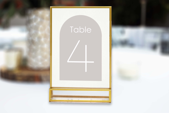 Wedding Table Sign With Gold Stand Numbers Trim Acrylic Number Gtn-4