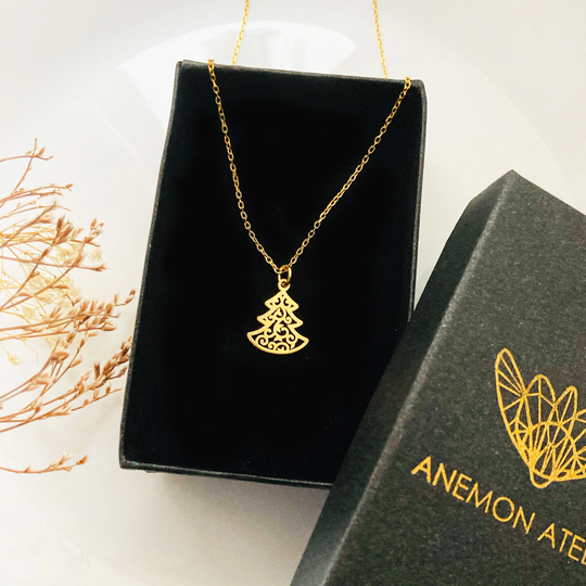 Christmas Tree Necklace, Tiny Tree Charm, Silver Holiday Jewelry, Winter Jewellery, Stocking Filler, Gifts For Kids, Secret Santa Present