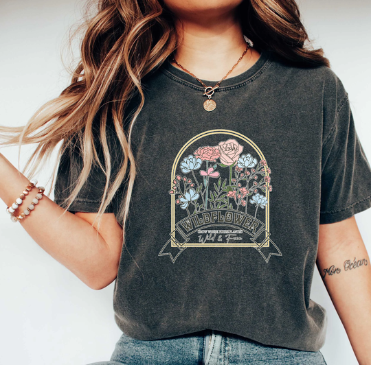 Comfort Colors Boho Shirt, Wild Flower Floral Comfy Oversized Celestial Aesthetic Vintage Gift Tee