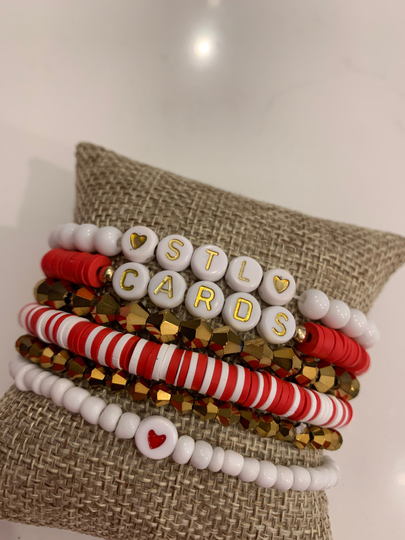Cardinals Gameday Heishi Stackable Bracelets - Set Of 6