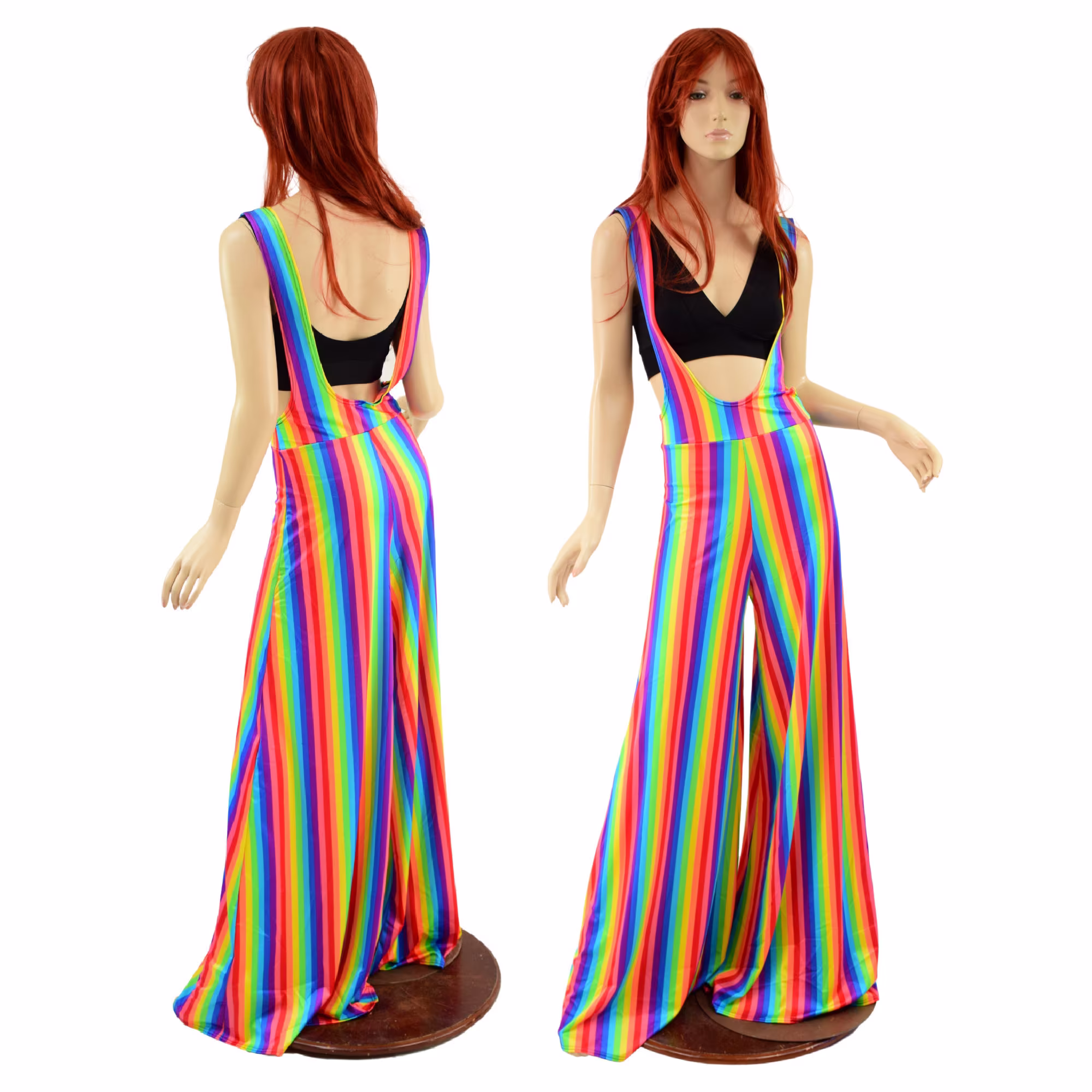 Rainbow Stripe Wide Leg Suspender Pants 1579162 | Bralette Sold Separately