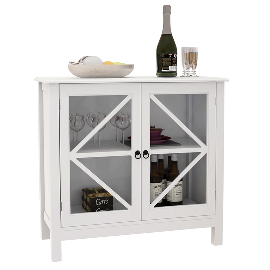 Kitchen Cabinet Sideboard with Double Glass Doors for Home Kitchen