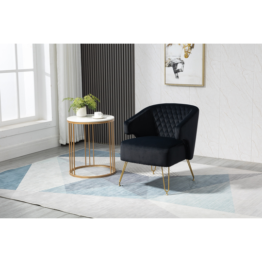 Accent Chair Comfortable Velvet Padded Seat Arm Chairs with Metal Legs & Soft Back Cushion Support for Living Room Chair