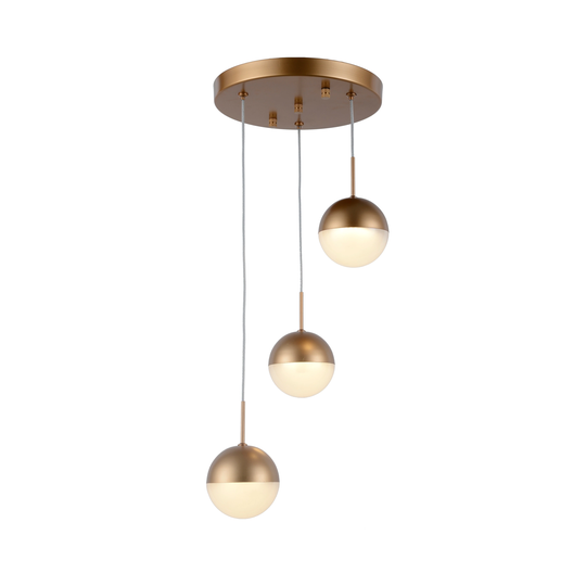 Phantasm 7.5-Watt Matte Gold Finish Integrated LED 3000K Iced Opal Acrylic Pendant Ceiling Light 10 in. Dia x 96 in. H Small