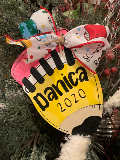 Christmas Ornament- Teacher Pencil Ornament - School Holiday Gift Winter Decor