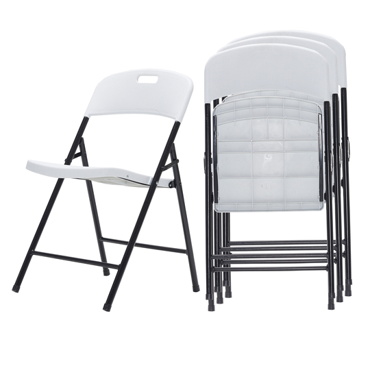 4 Pack Portable Plastic Folding Chairs, Sturdy Design Minimalist Aesthetic Seat Side Chairs