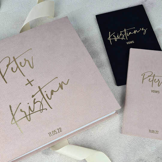 Set Of Wedding Guest Book With 2 Vow Books | Alternative Photo Booth Unique Instax Album