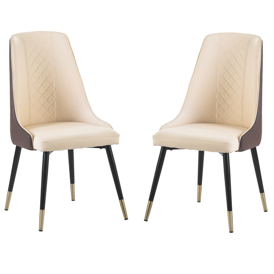 Kitchen PU Leather Dining Chairs with Wood and Metal Legs (Set of 2)