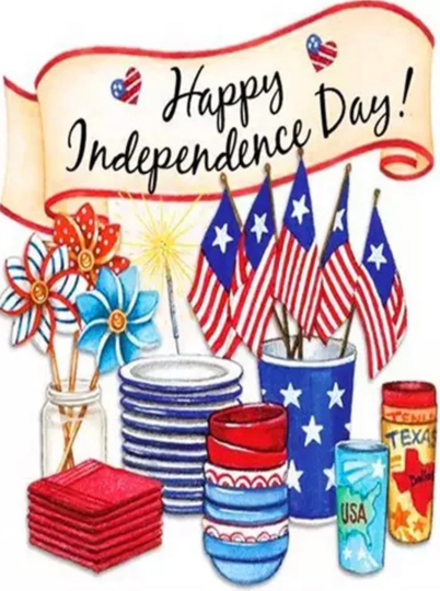 Us Seller. 40x30cm Patriotic USA Picnic, Flag, 4Th Of July Diamond Painting Kit. Round Drills Full, Poured Glue Adhesive, Fast S&h