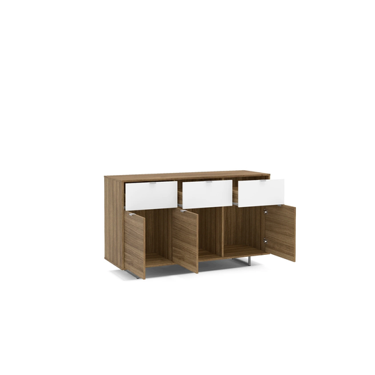 Polifurniture Montana 53 inch Sideboard, Walnut and White