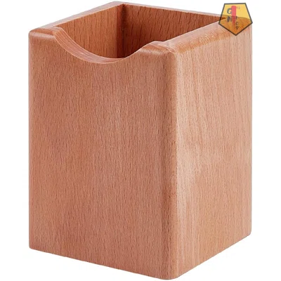 Desk Pen Holder, Grain Wood Desktop Pen & Pencil Holder Cups, Large Square Design Wooden Pen And Pencil Cup For Collecting Pens, Pencils And Small Thi
