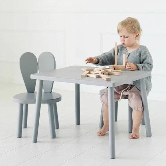 Grey Toddler Table & Chair Set, Montessori Furniture, Kids Room, Sensoru Set, Kindergarten Desk, Activity
