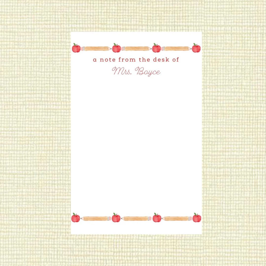 Teacher Notepad - Pencils & Red Apples Design