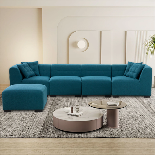 Fabric Sectional Sofa with Removable Ottoman