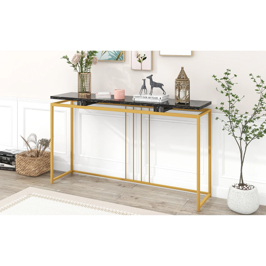 Modern Console Table, Extra Long Entryway Table with Metal Frame