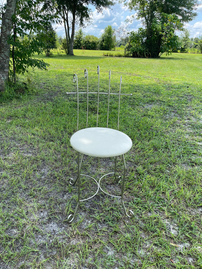 Mid Century Vanity Chair, Metal Makeup Great Retro Decor, Mid Century Decor