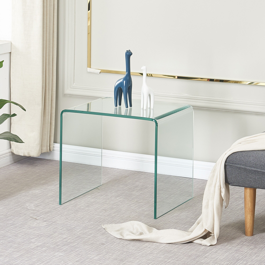 Small Clear Glass Side & End Table Tempered Glass End Table Small Coffee Table