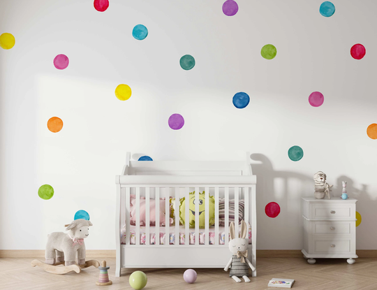 Watercolor Dots Stickers Colorful Big Dots, Circles, Decal, Nursery Decor, Round Circles, Removable Decals
