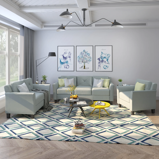 3 Piece Sectional Sofa, Sets Including 1 Chair 1 Loveseat & 1 Sofa with Button Tufted back, with NOT pillows