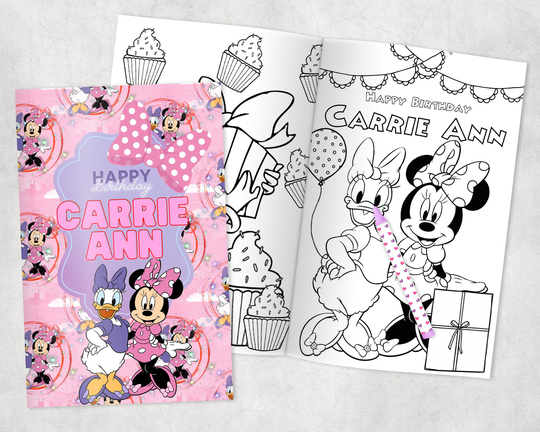 Minnie & Daisy Personalized Coloring Books - Custom Party Favors Thank You Gift Birthday Printed & Shipped- 12