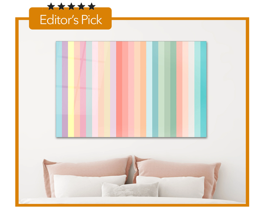 Glass Wall Art - Minimal Pastel Colorful Housewarming Gift Interior Design Ideas Home & Office Decoration Colourful Palette