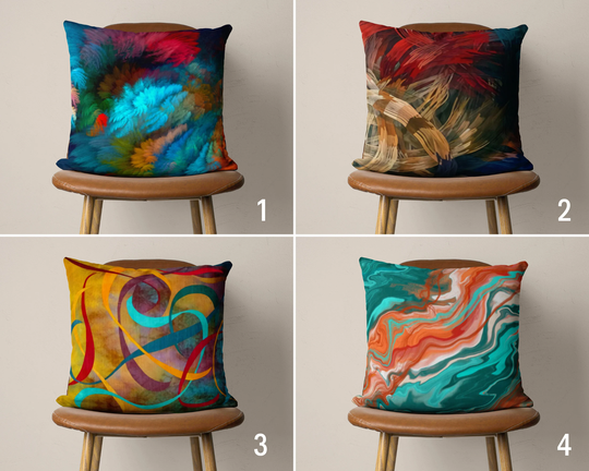Abstract Vibrant Color Pillow Cases, Bright Vivid Cushion Covers, Colorful Bedroom Throw Pillow, Housewarming Gift, Patio Decor