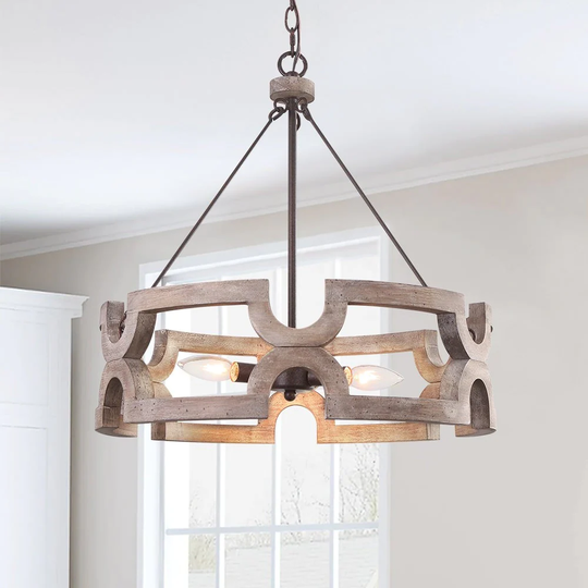 Wood Drum Pendant Light