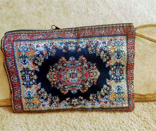 Albanian Traditional Hand Made Pencil Case Beautician Handwoven Textile Fabric Turquoise Blue Green Red Beige Gift Colourful
