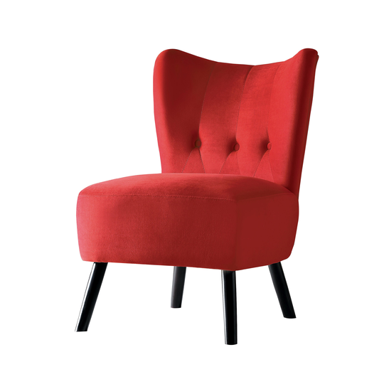 Upholstered Armless Accent Chair with Flared Back and Button Tufting, Red - 33 H x 27.5 W x 22.5 L Inches
