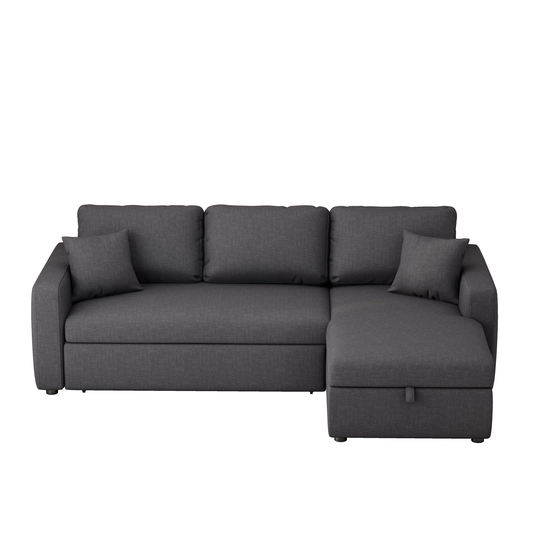 Grey Upholstery Sleeper Sectional Sofa with Storage Space