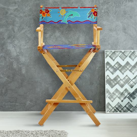 30" Director's Chair Natural Frame-Tropical Sea - 23"W x 19"D x 45.5"H